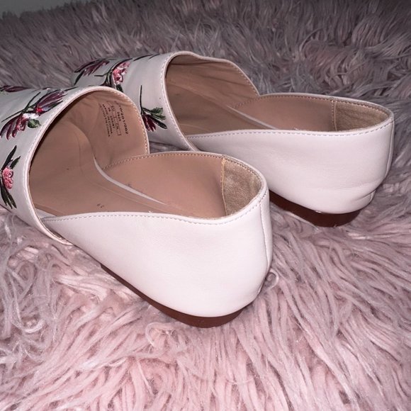 ZARA Embroidered Floral Faux Vegan Leather Pink Flat Loafers Shoes - US 8 - Picture 10 of 10